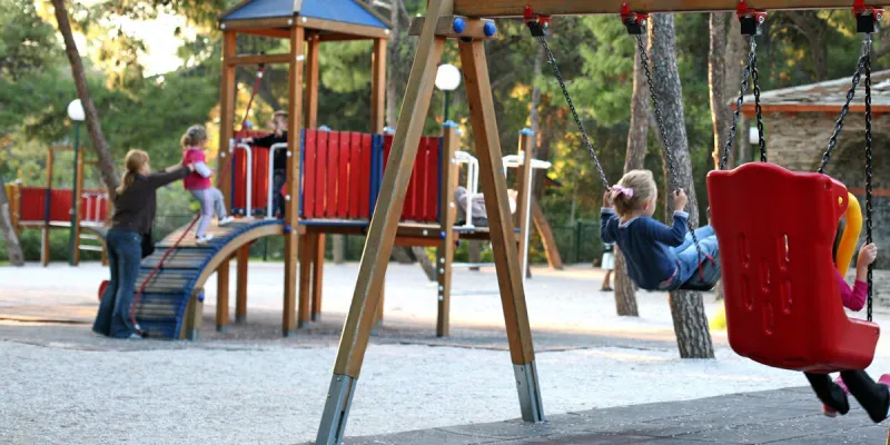 Wooden playground elements